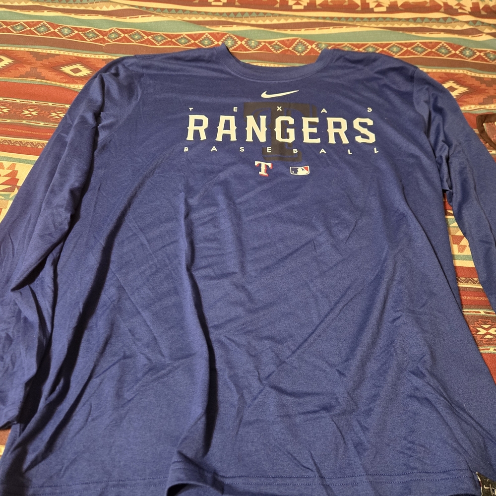 Nike Blue Texas Rangers Baseball Shirt